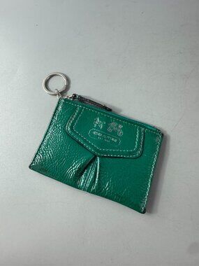 Coach Teal Patent Leather Coin/Key Wallet